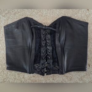 VINTAGE CHIA LEATHER LACE UP BUSTIER CORSET.